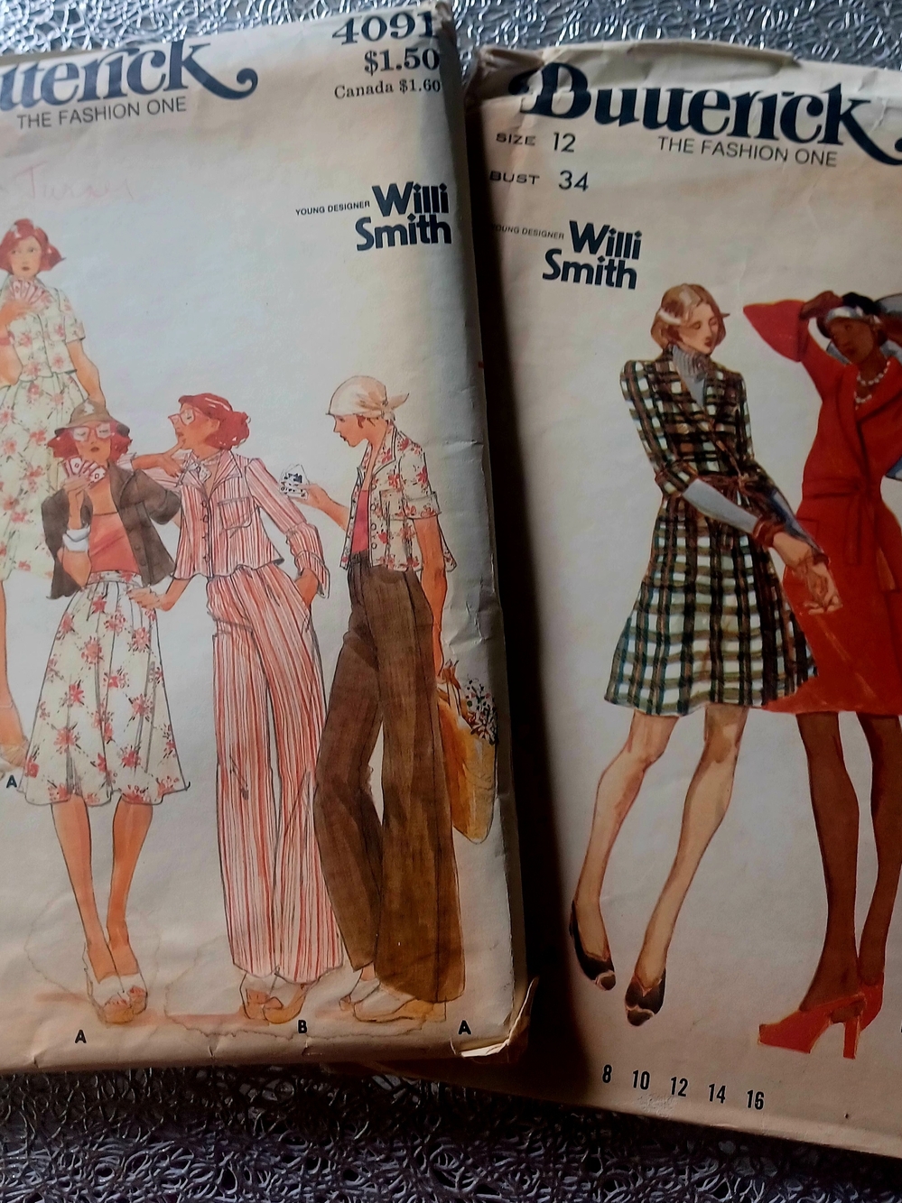 BUTTERICK  Vintage (70s) Patterns. Designer Willi Smith Women's Skirt and Dress